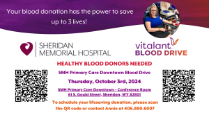 Community Blood Drive @ Sheridan Memorial Hospital Primary Care Downtown Conference Room